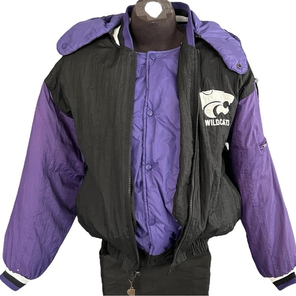 Vtg Reversible Kansas State Wildcats KSU NCAA 90’s Pro Player Puffer Jacket L - Picture 2 of 15